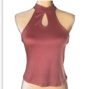 IRIS RUST HIGH-NECK KEYHOLE TANK SHIRT NWT SIZE M